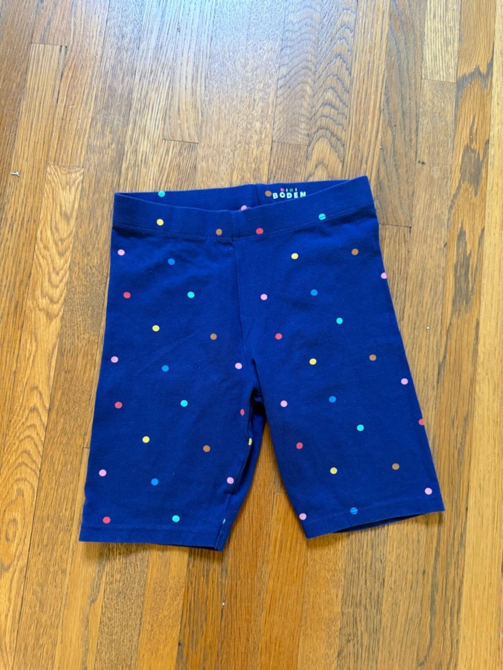Mini Boden Navy Polka Dot Biker Shorts
